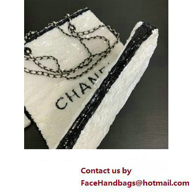 CHANEL Sequins  &  Black Metal White  &  Black Shopping Bag AS4856 2024